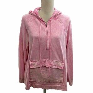 J.Crew Pink Vintage Wash Hooded Sweater Size Medium Canvas Pocket